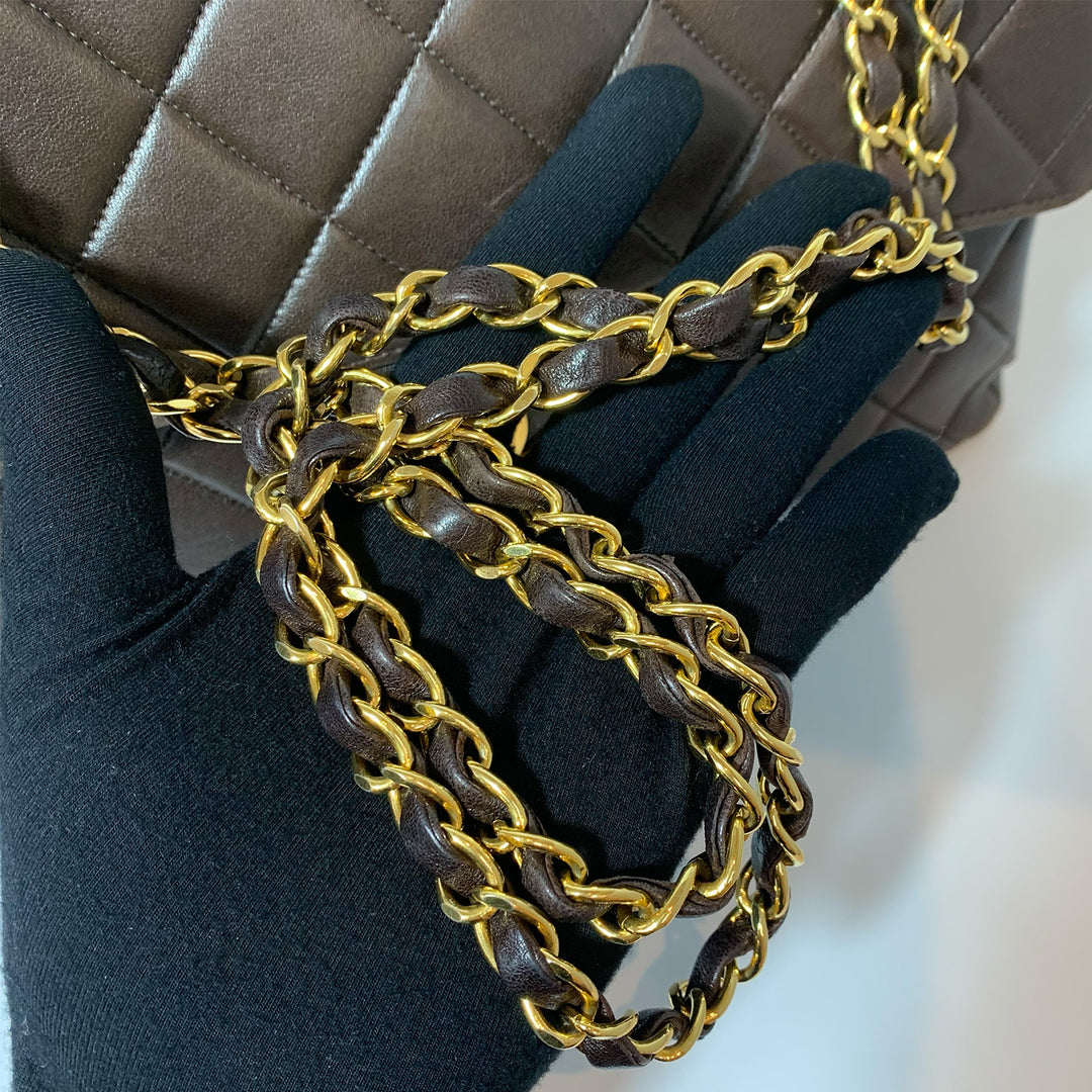 Chanel Vintage Two-Face Double Sided Classic Flap Bag in Brown with Gold Hardware
