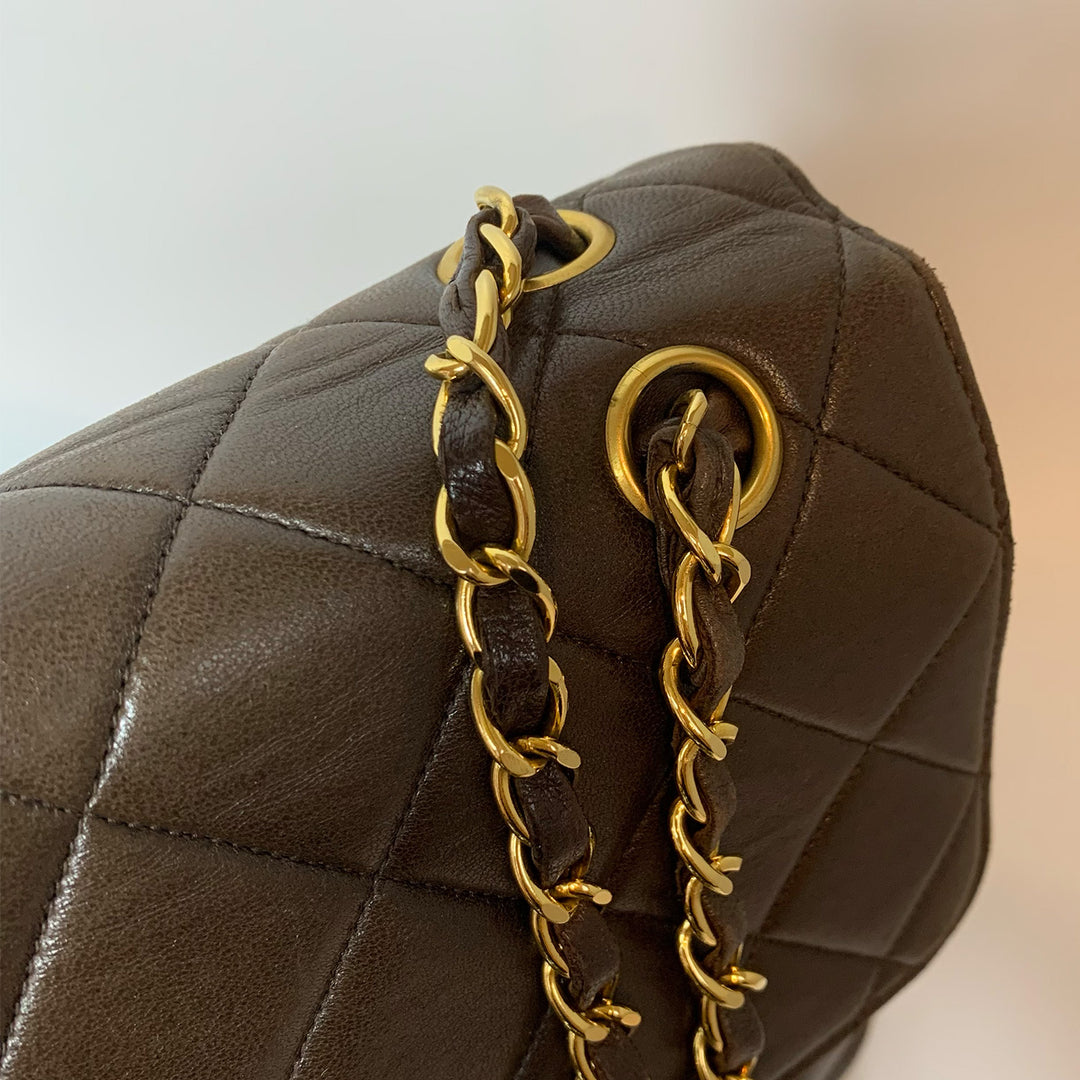 Chanel Vintage Two-Face Double Sided Classic Flap Bag in Brown with Gold Hardware