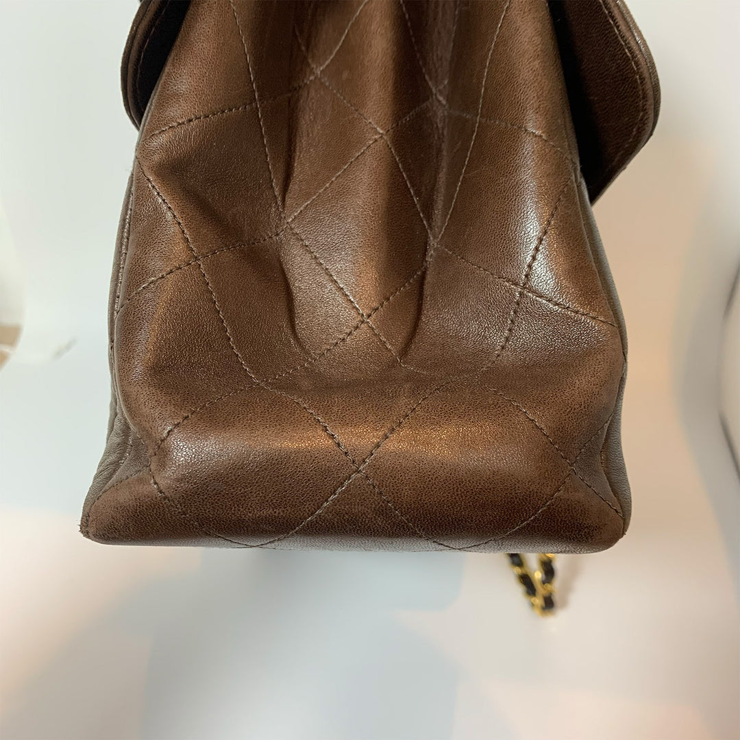 Chanel Vintage Two-Face Double Sided Classic Flap Bag in Brown with Gold Hardware