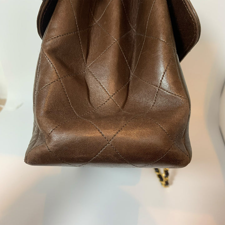 Chanel Vintage Two-Face Double Sided Classic Flap Bag in Brown with Gold Hardware