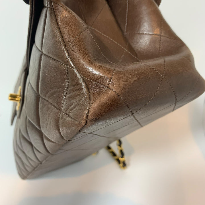 Chanel Vintage Two-Face Double Sided Classic Flap Bag in Brown with Gold Hardware
