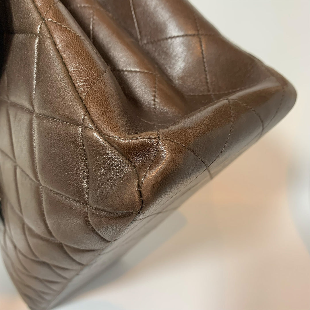 Chanel Vintage Two-Face Double Sided Classic Flap Bag in Brown with Gold Hardware