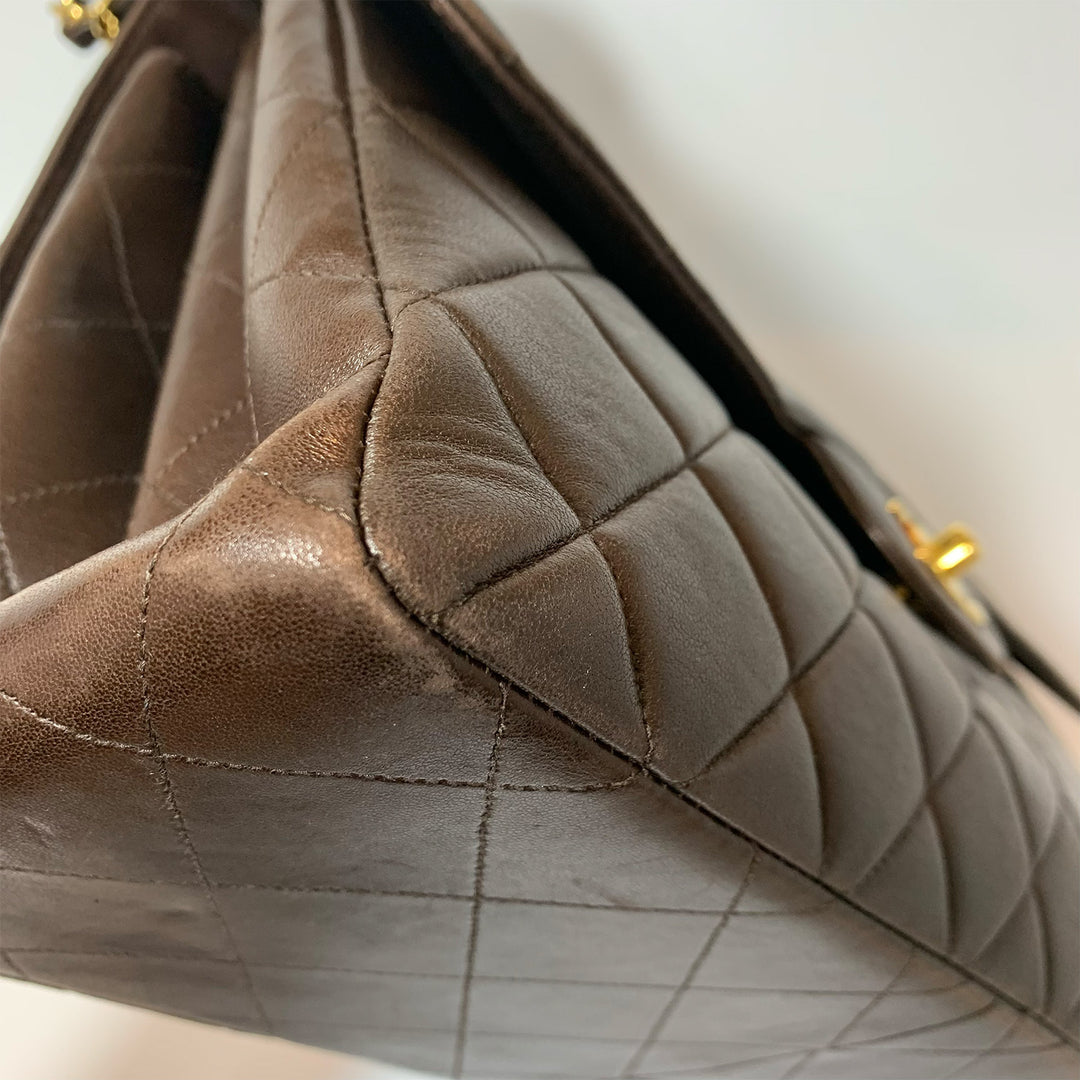 Chanel Vintage Two-Face Double Sided Classic Flap Bag in Brown with Gold Hardware