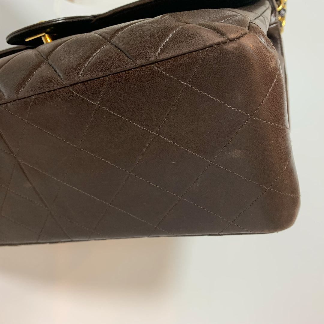 Chanel Vintage Two-Face Double Sided Classic Flap Bag in Brown with Gold Hardware