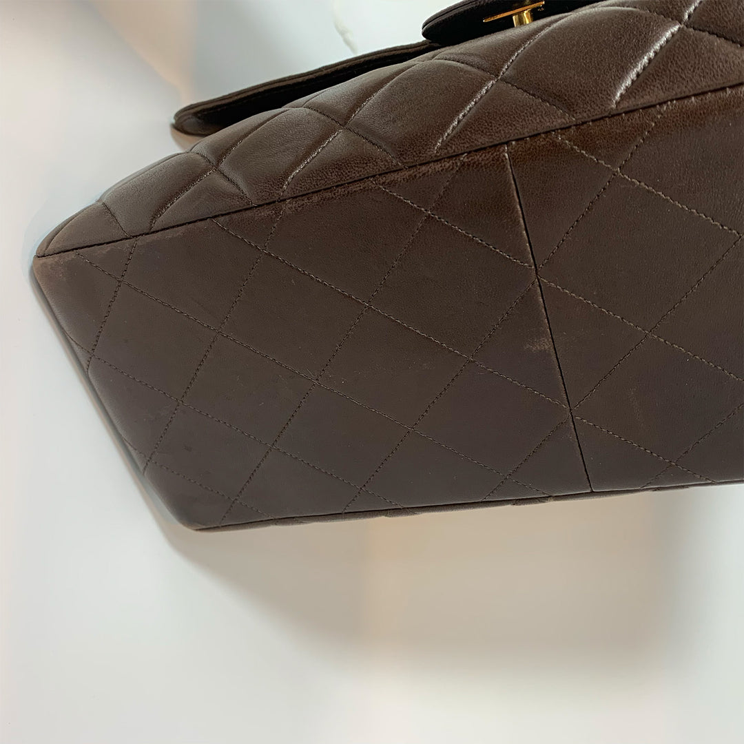 Chanel Vintage Two-Face Double Sided Classic Flap Bag in Brown with Gold Hardware