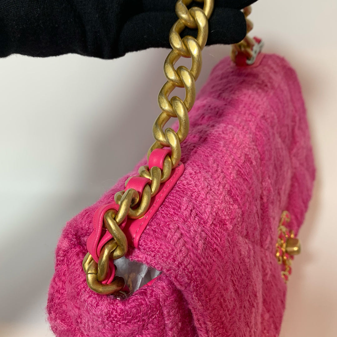 Chanel Medium 19 Flap Bag in Pink Tweed with Mixed Hardware