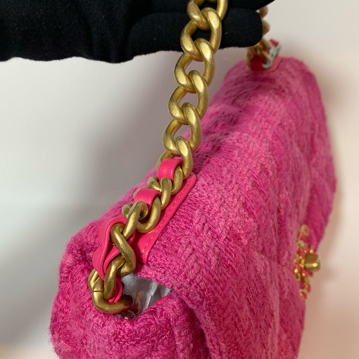 Chanel Medium 19 Flap Bag in Pink Tweed with Mixed Hardware