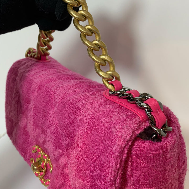 Chanel Medium 19 Flap Bag in Pink Tweed with Mixed Hardware