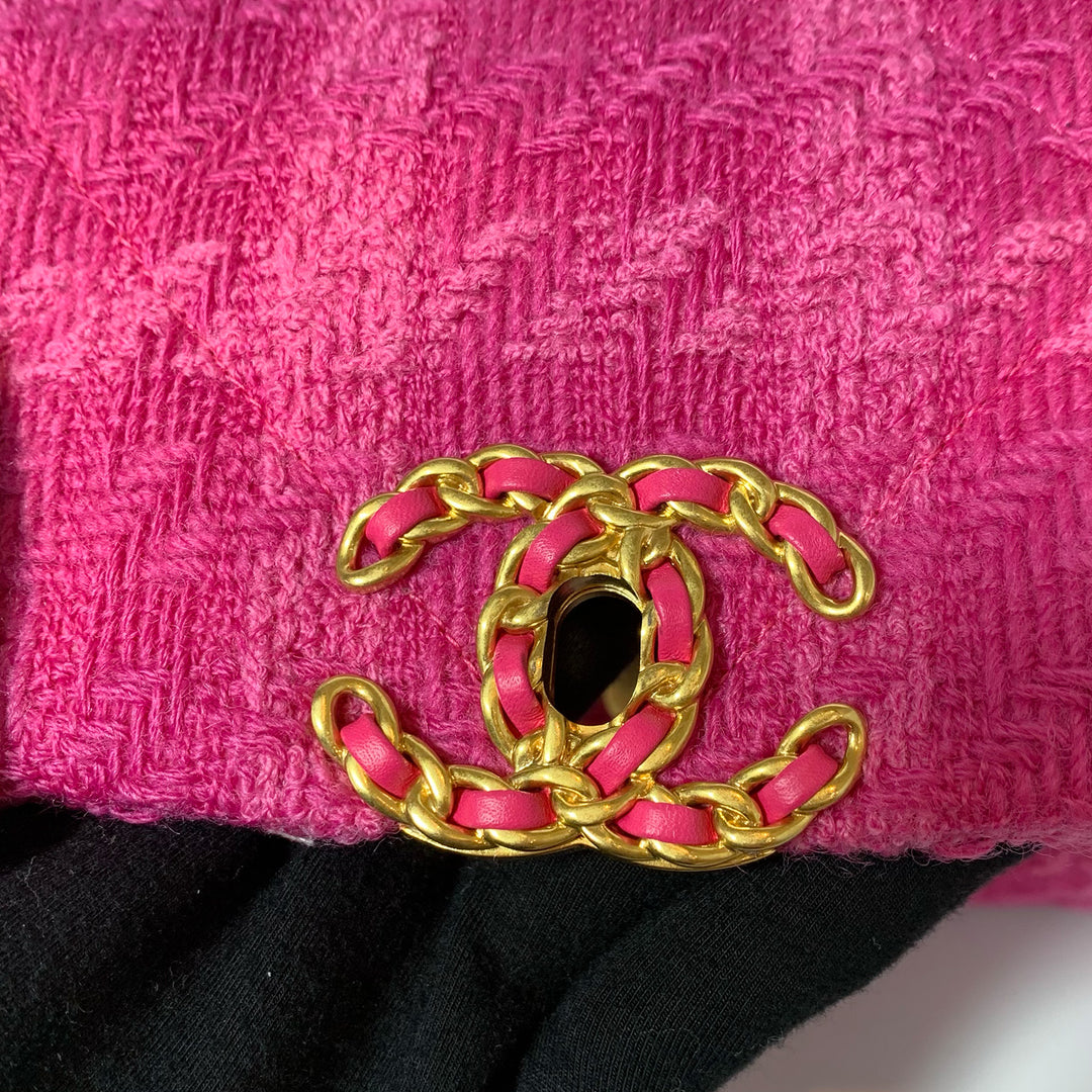 Chanel Medium 19 Flap Bag in Pink Tweed with Mixed Hardware
