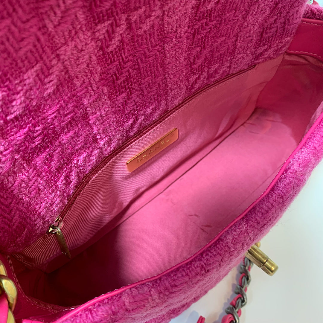 Chanel Medium 19 Flap Bag in Pink Tweed with Mixed Hardware