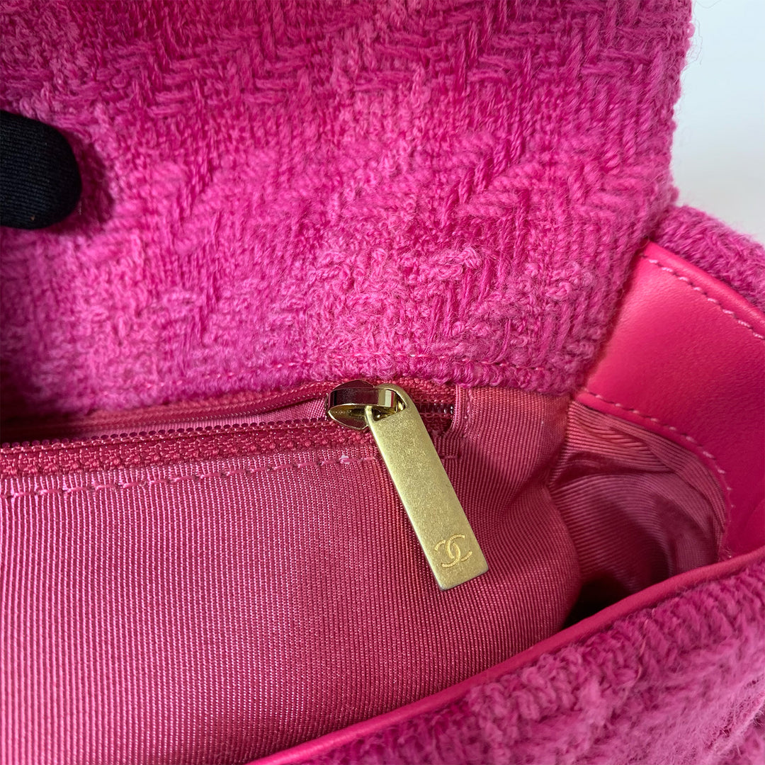 Chanel Medium 19 Flap Bag in Pink Tweed with Mixed Hardware