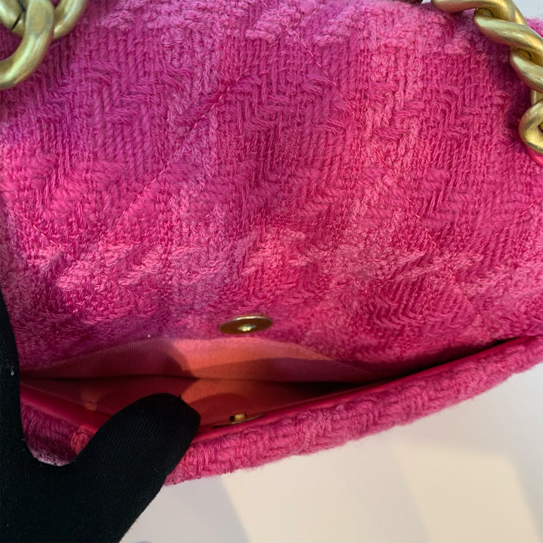 Chanel Medium 19 Flap Bag in Pink Tweed with Mixed Hardware