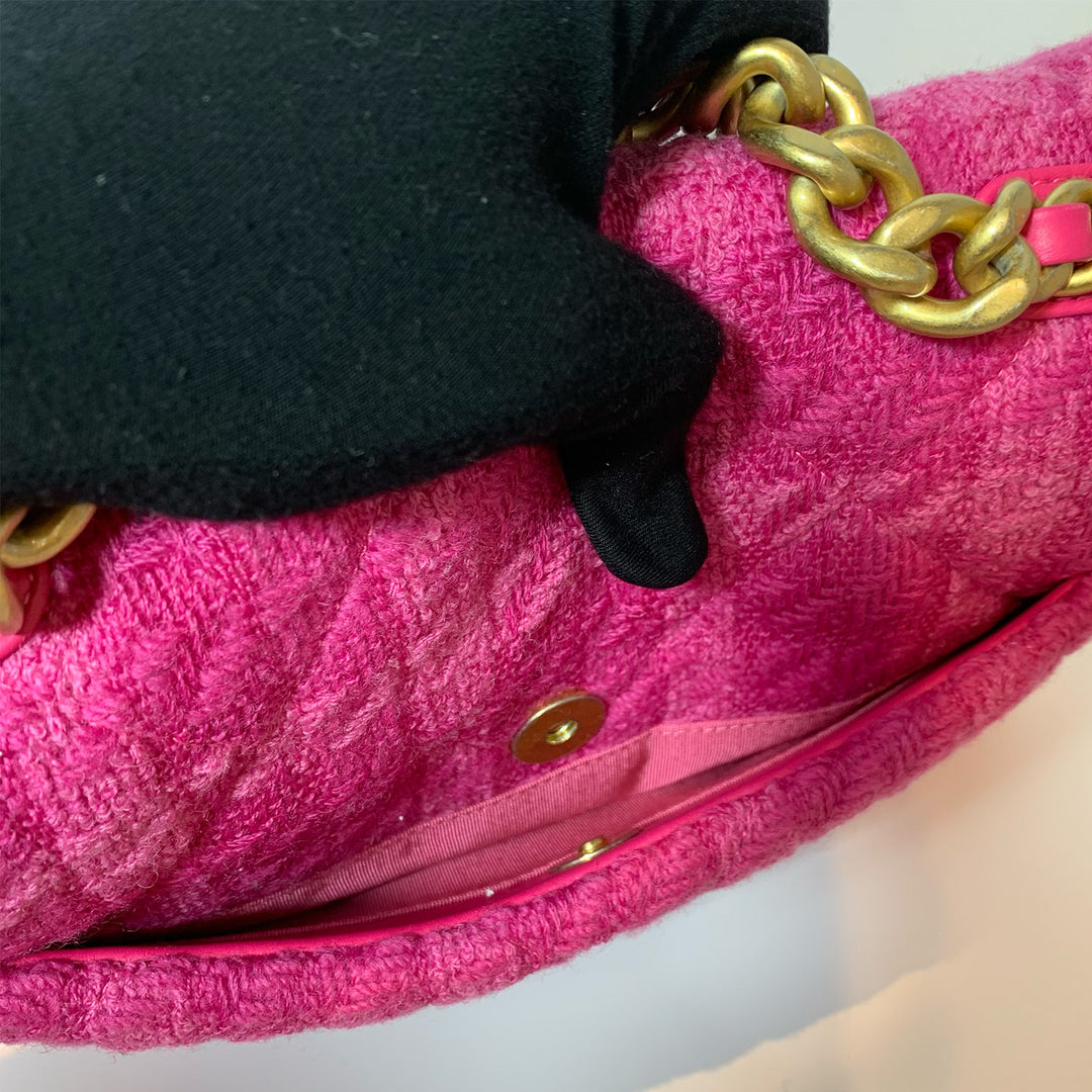 Chanel Medium 19 Flap Bag in Pink Tweed with Mixed Hardware