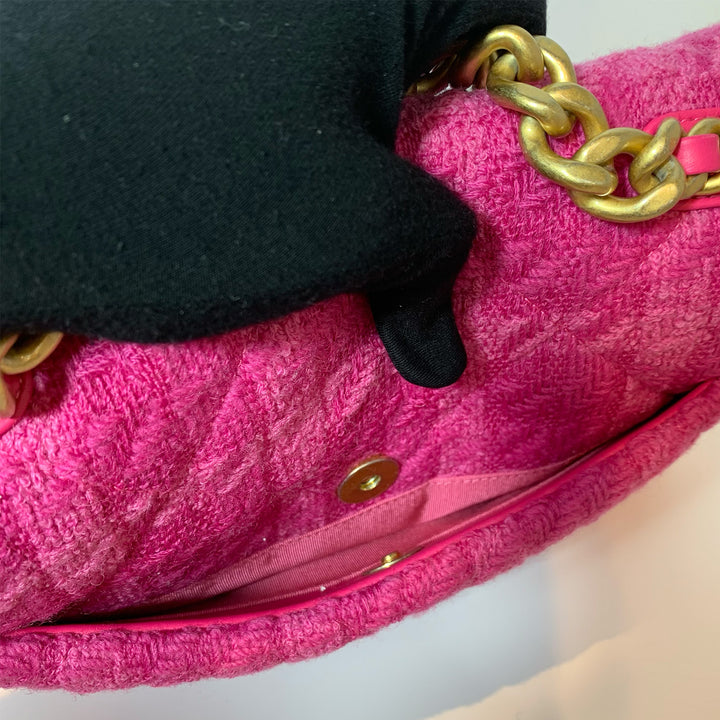 Chanel Medium 19 Flap Bag in Pink Tweed with Mixed Hardware