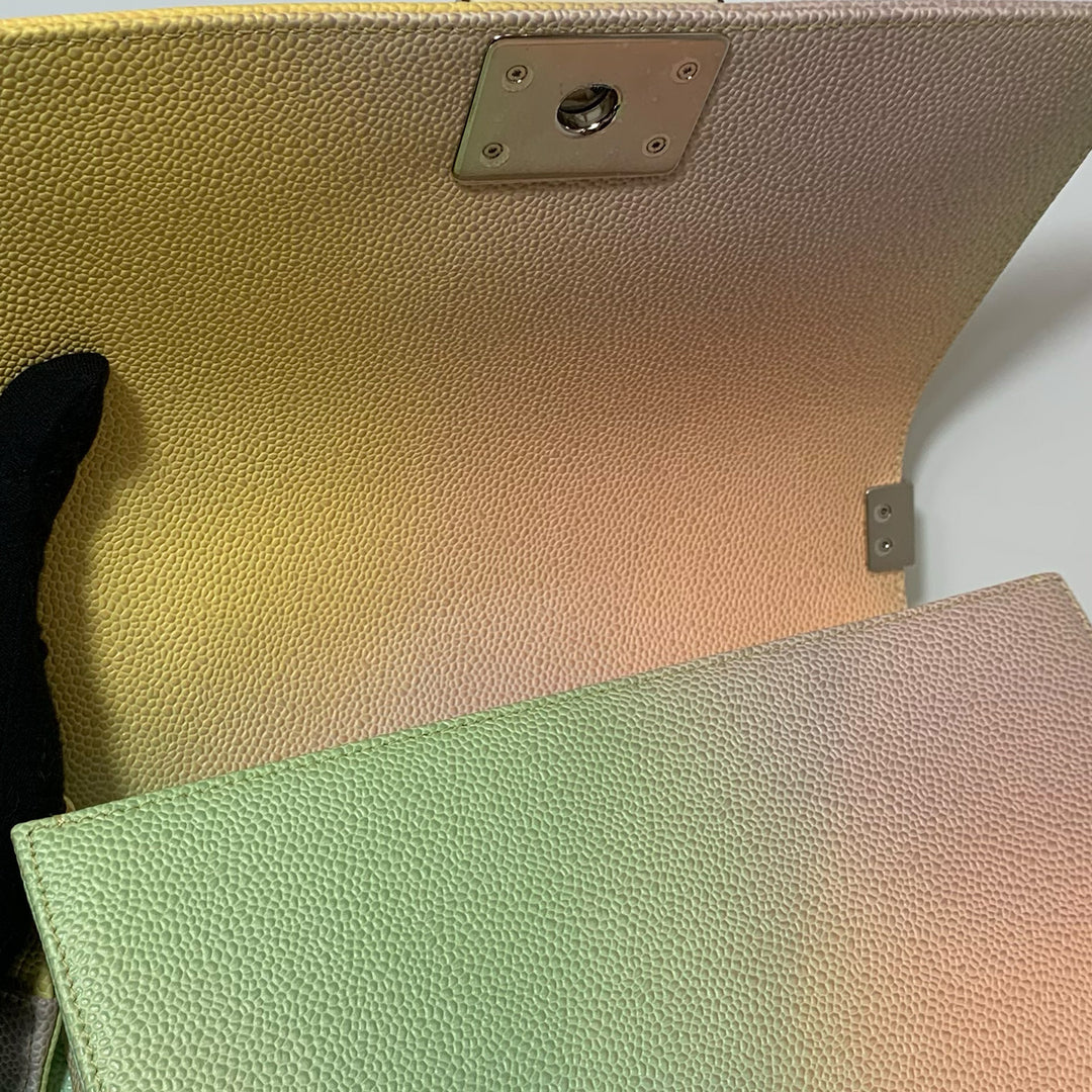 Chanel Rainbow Boy Medium in Caviar Leather and Silver Hardware