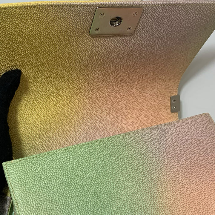 Chanel Rainbow Boy Medium in Caviar Leather and Silver Hardware