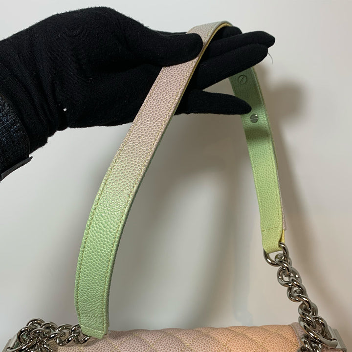 Chanel Rainbow Boy Medium in Caviar Leather and Silver Hardware