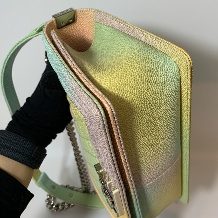 Chanel Rainbow Boy Medium in Caviar Leather and Silver Hardware