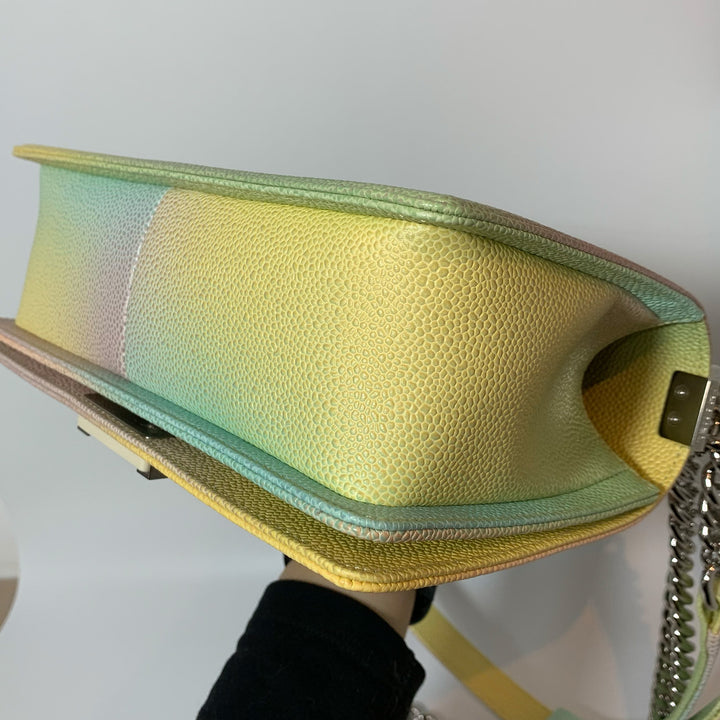 Chanel Rainbow Boy Medium in Caviar Leather and Silver Hardware