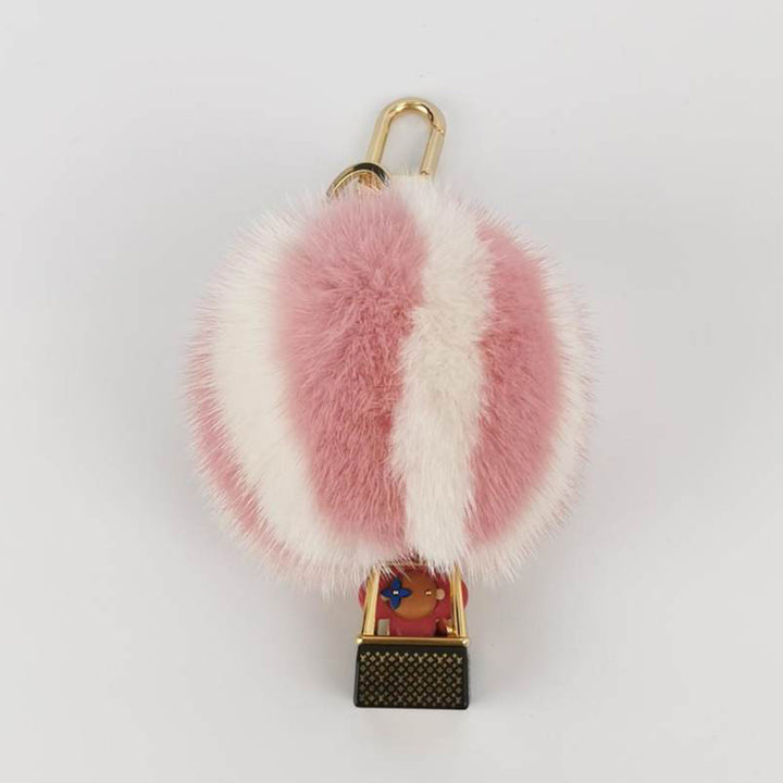 Louis Vuitton Mink Fur Vivienne Balloon Bag Charm Key Holder Pink