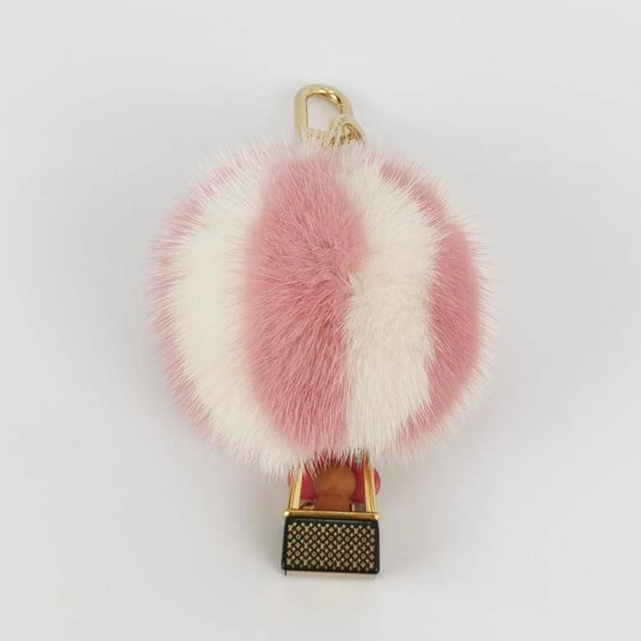 Louis Vuitton Mink Fur Vivienne Balloon Bag Charm Key Holder Pink