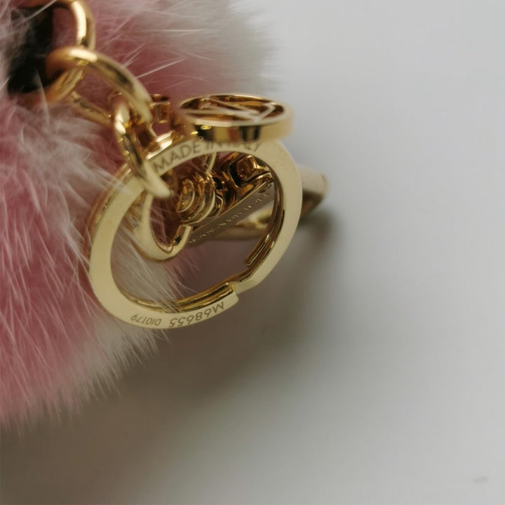 Louis Vuitton Mink Fur Vivienne Balloon Bag Charm Key Holder Pink