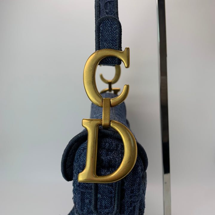 Dior Oblique Denim Saddle Bag