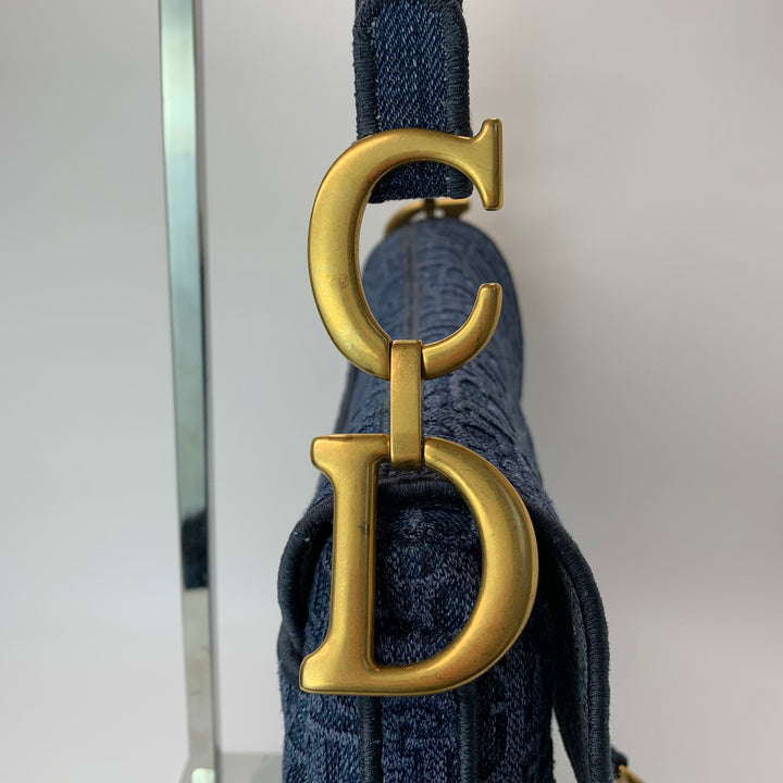 Dior Oblique Denim Saddle Bag