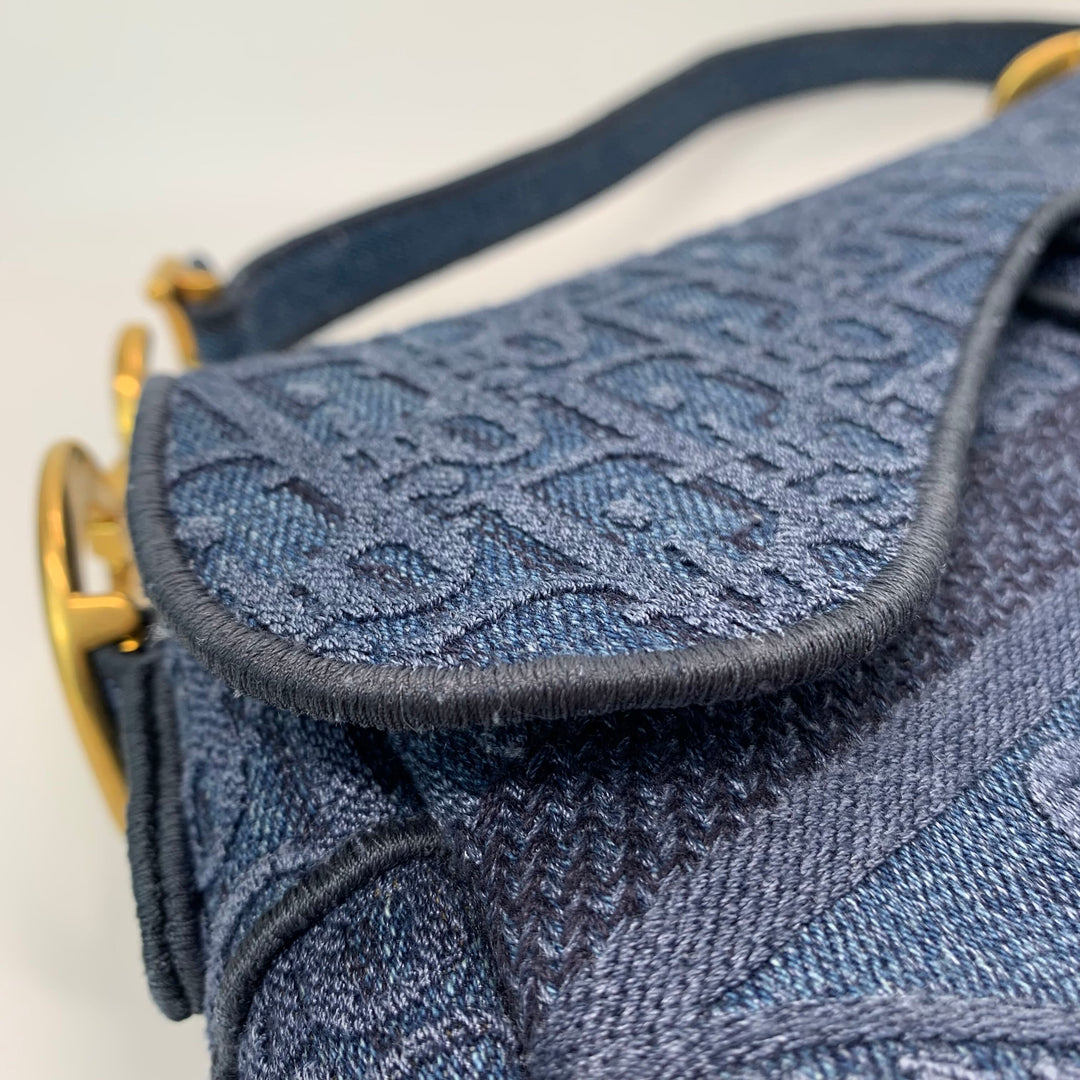 Dior Oblique Denim Saddle Bag