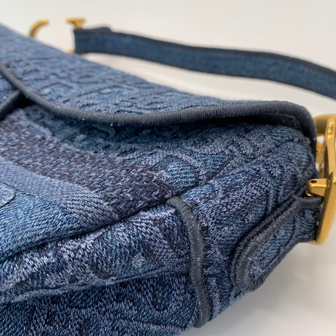 Dior Oblique Denim Saddle Bag