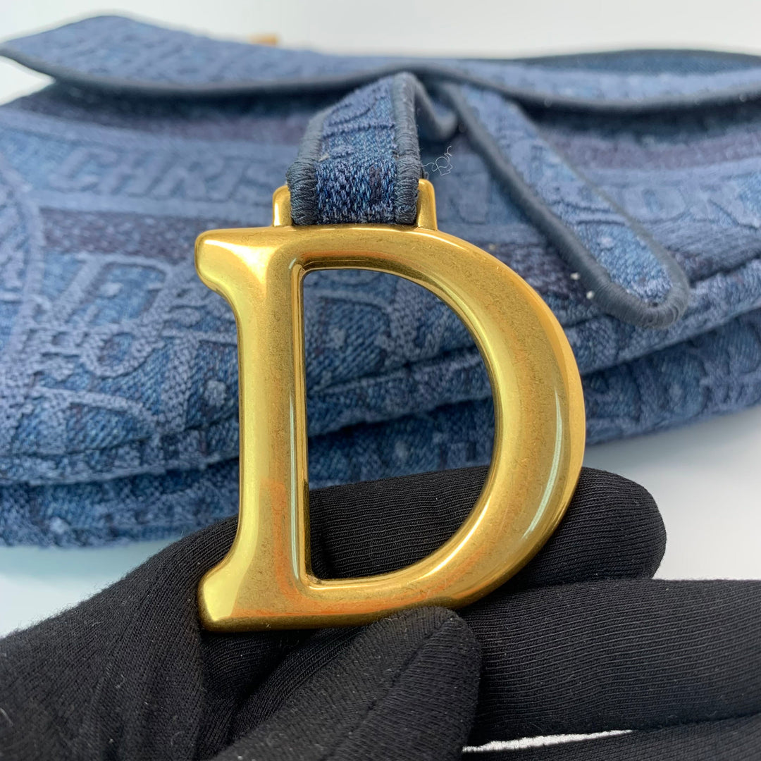 Dior Oblique Denim Saddle Bag