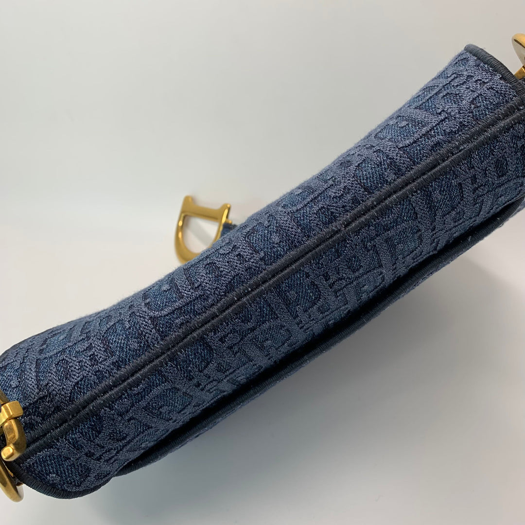 Dior Oblique Denim Saddle Bag