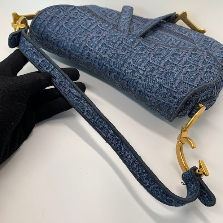Dior Oblique Denim Saddle Bag