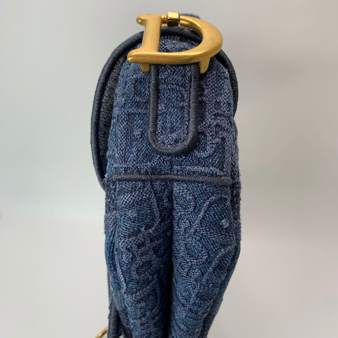 Dior Oblique Denim Saddle Bag
