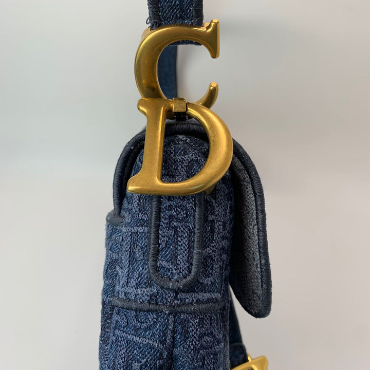 Dior Oblique Denim Saddle Bag