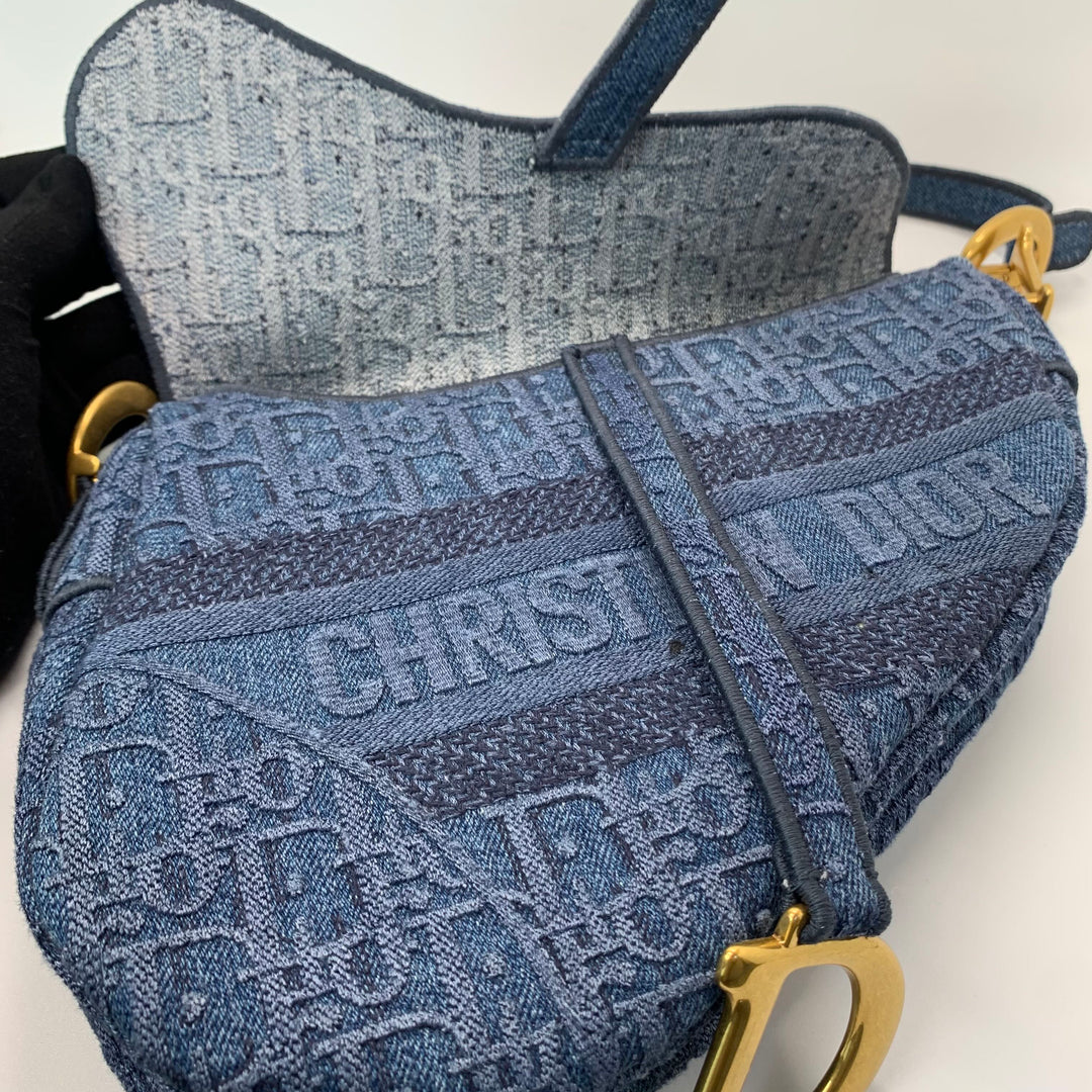 Dior Oblique Denim Saddle Bag