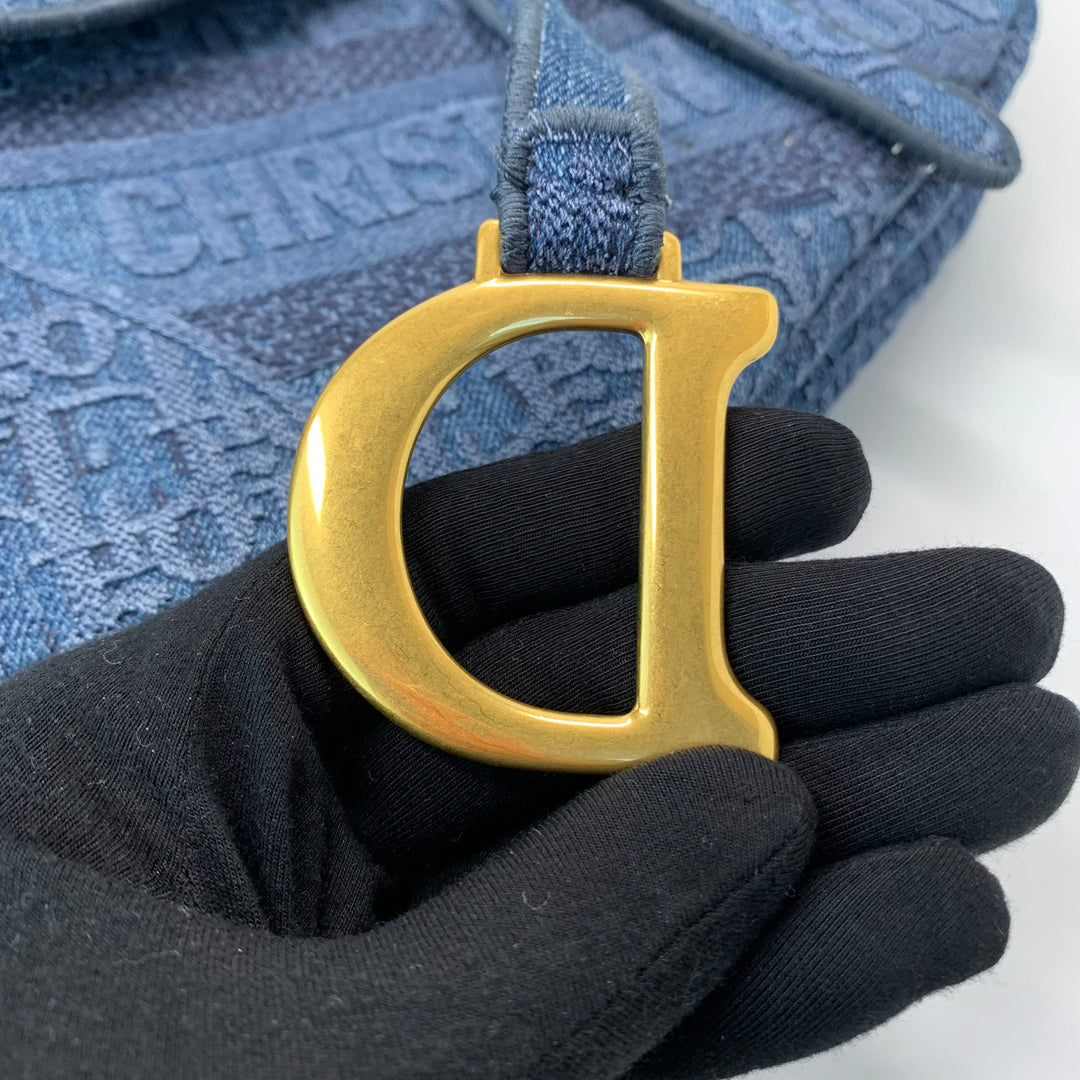 Dior Oblique Denim Saddle Bag