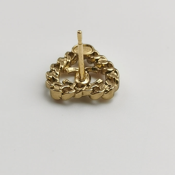 Chanel Pearl Crystal CC Heart Earrings Gold Multicolour