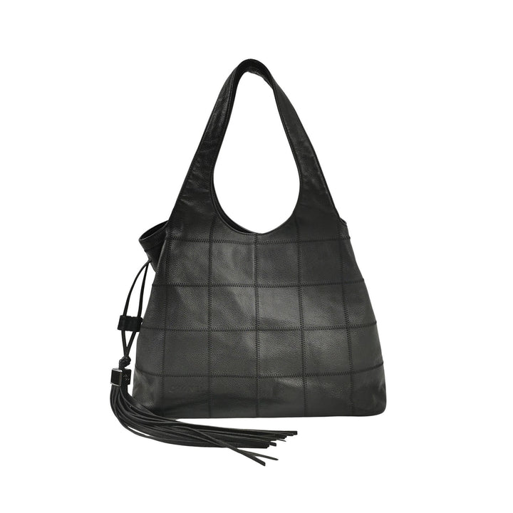 Chanel Tassel Bag in Black Calfskin Square Stitched