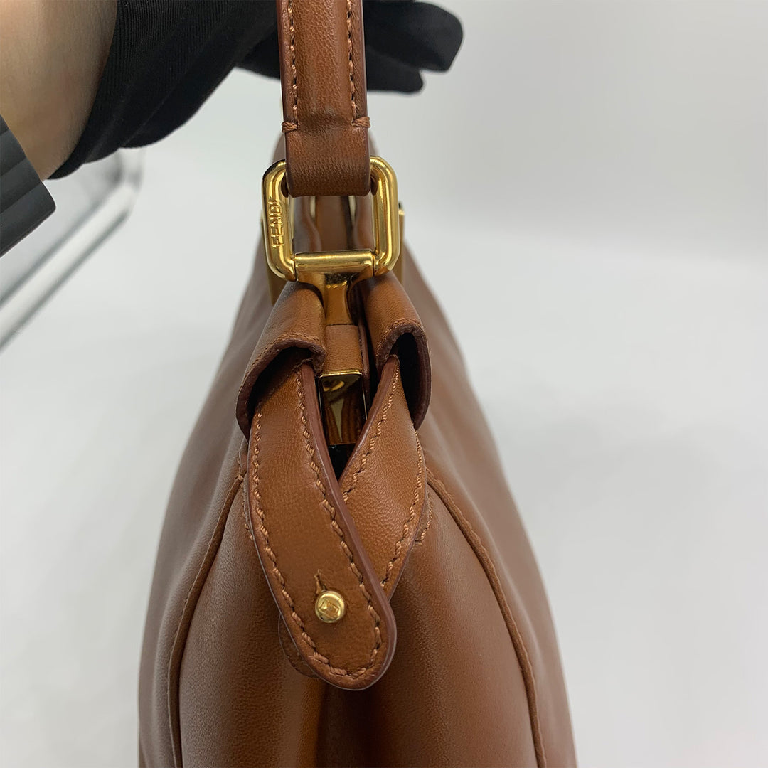 Fendi Peekaboo Mini Crossbody Bag in Brown Gold Hardware