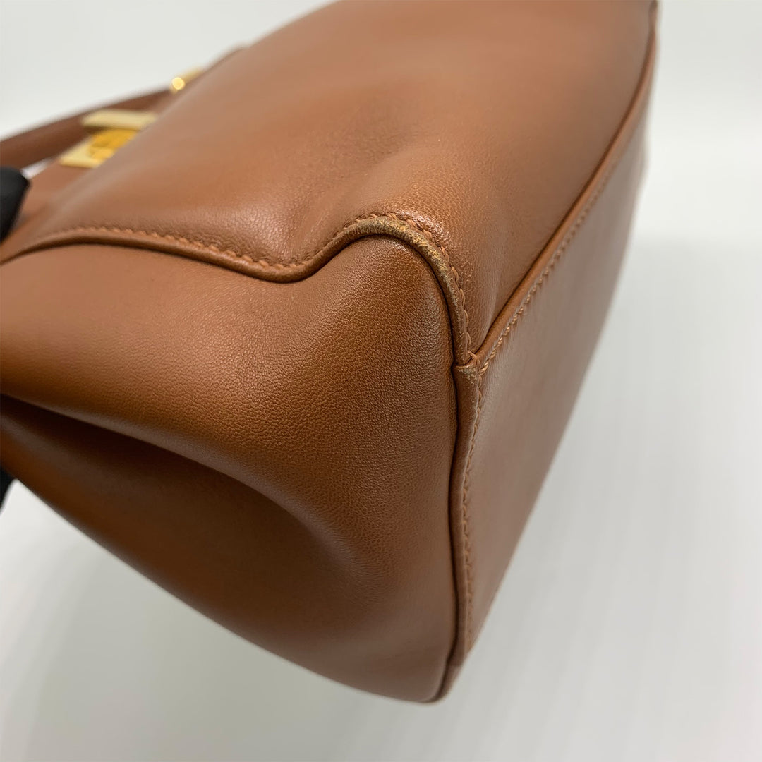Fendi Peekaboo Mini Crossbody Bag in Brown Gold Hardware