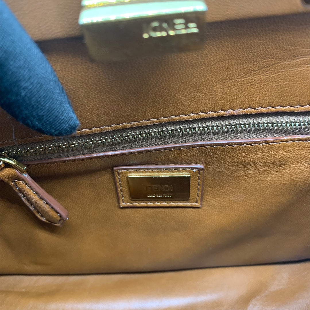 Fendi Peekaboo Mini Crossbody Bag in Brown Gold Hardware