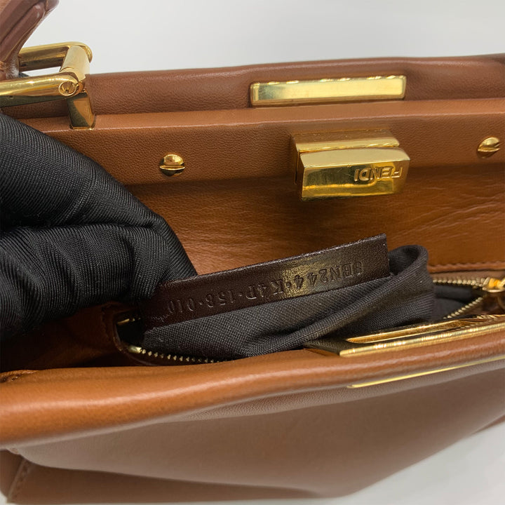 Fendi Peekaboo Mini Crossbody Bag in Brown Gold Hardware