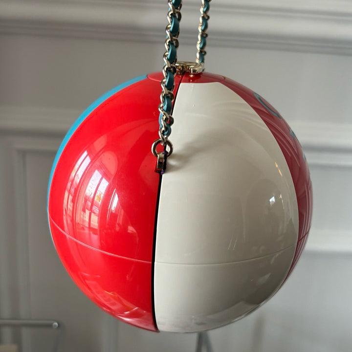 Chanel Coco Beach Ball Minaudiere in Red Yellow White Blue Gold Hardware
