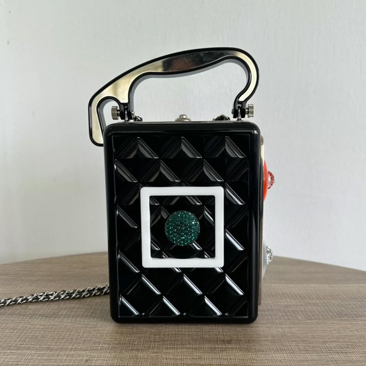 Chanel Traffic Light Minaudiere in Black Plexiglass with Silver Hardware