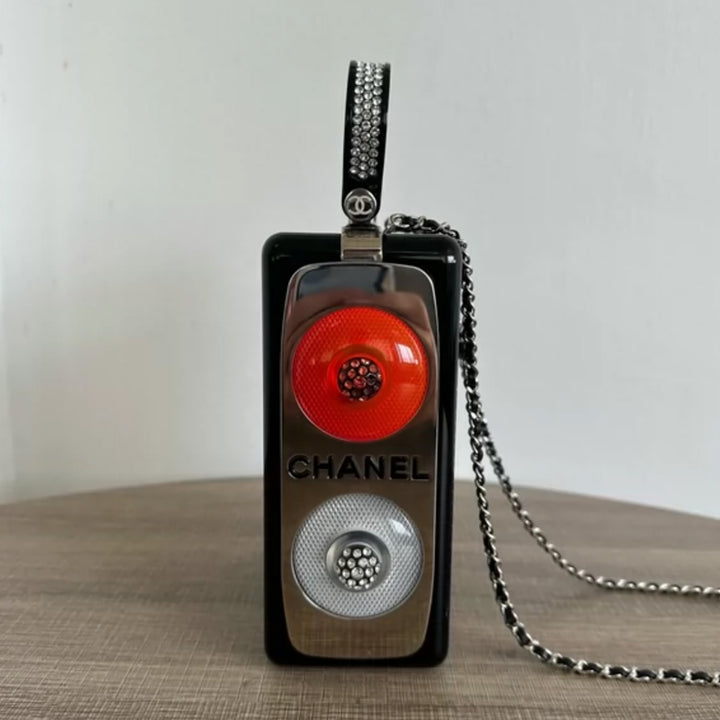 Chanel Traffic Light Minaudiere in Black Plexiglass with Silver Hardware