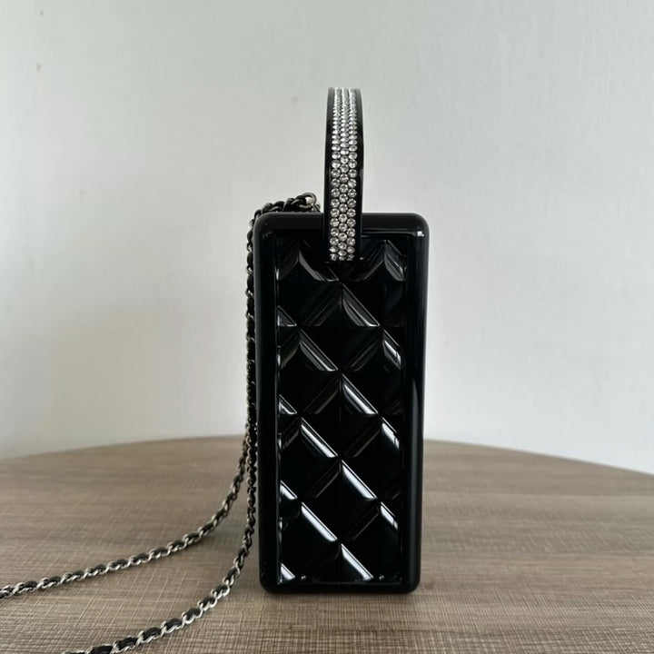 Chanel Traffic Light Minaudiere in Black Plexiglass with Silver Hardware