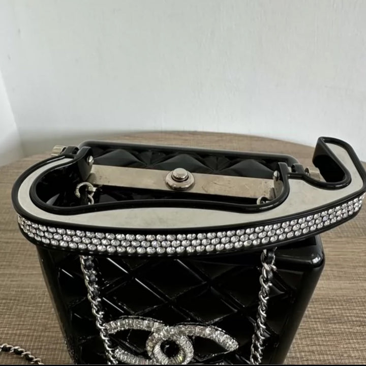 Chanel Traffic Light Minaudiere in Black Plexiglass with Silver Hardware