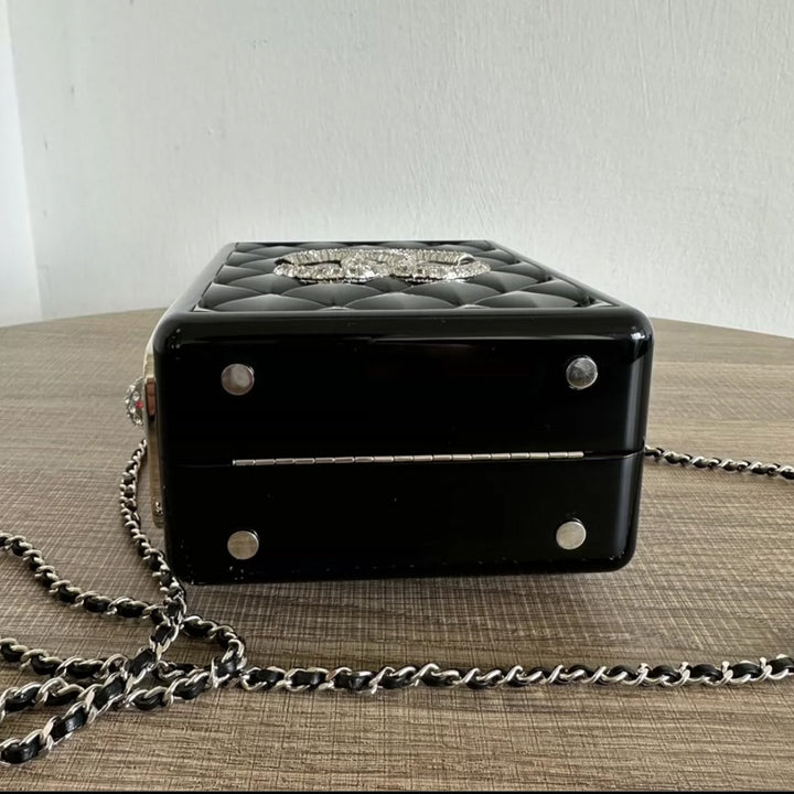Chanel Traffic Light Minaudiere in Black Plexiglass with Silver Hardware