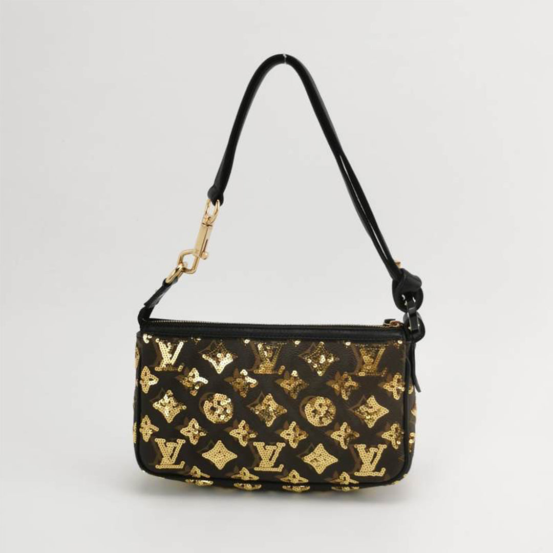 Louis Vuitton Gold Monogram Eclipse Sequin Pochette Accessoires Bag- Limited Edition